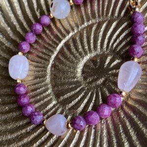 Handmade Elegant Ruby Faceted and semi-precious stone Beaded Bracelet